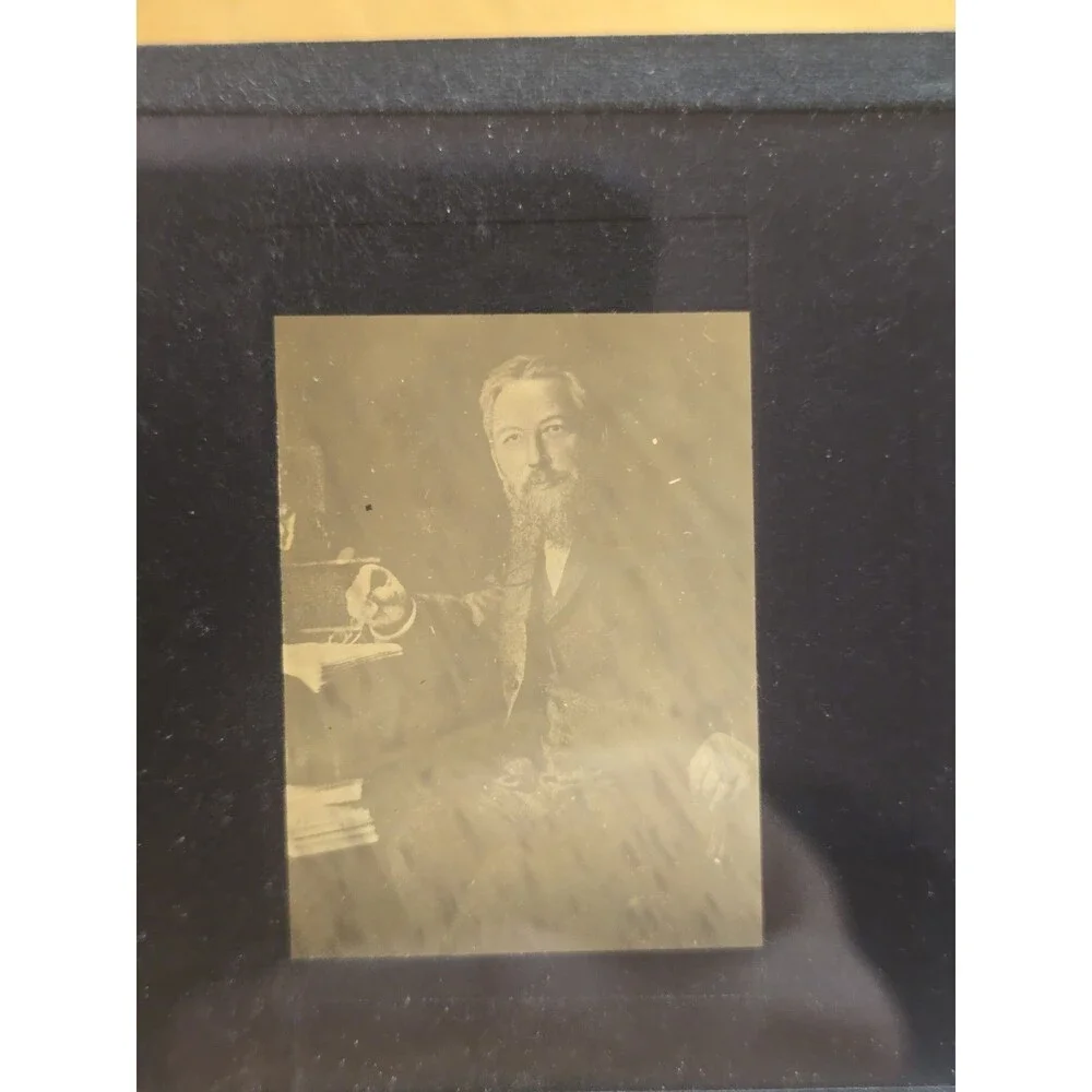 ​7 Vintage Magic Lantern Glass Slides Famous Scientists Mendeleev Daguerre...